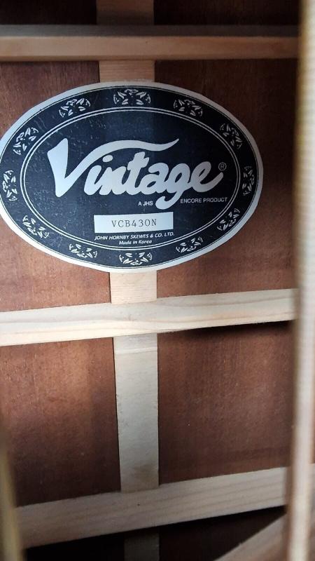 VINTAGE VCB430N NATURAL ELECTRO ACOUSTIC BASS GUITAR