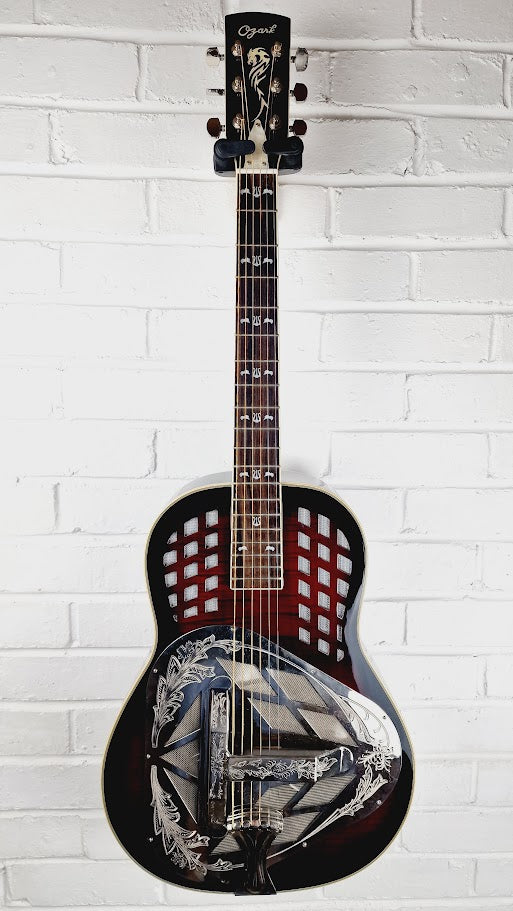 OZARK 3517 TRICONE RESONATOR SUNBURST GUITAR WITH HARDCASE