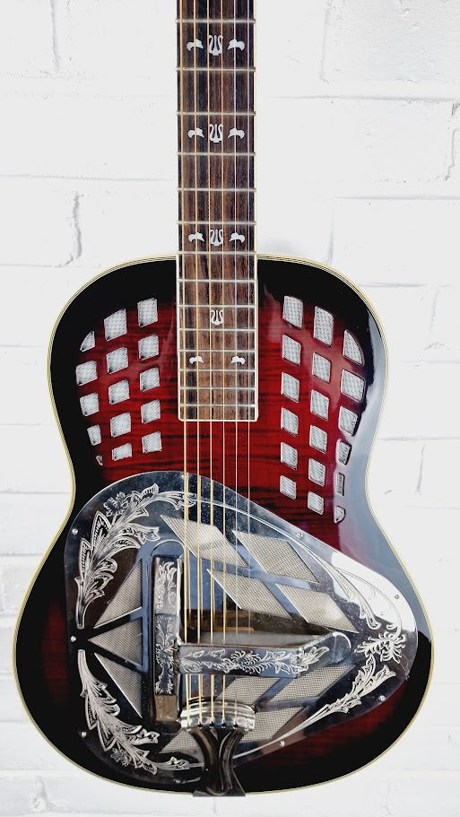 OZARK 3517 TRICONE RESONATOR SUNBURST GUITAR WITH HARDCASE