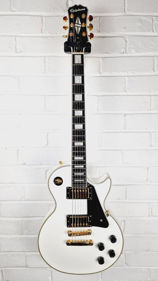EPIPHONE LES PAUL CUSTOM PRO ALPINE WHITE ELECTRIC GUITAR