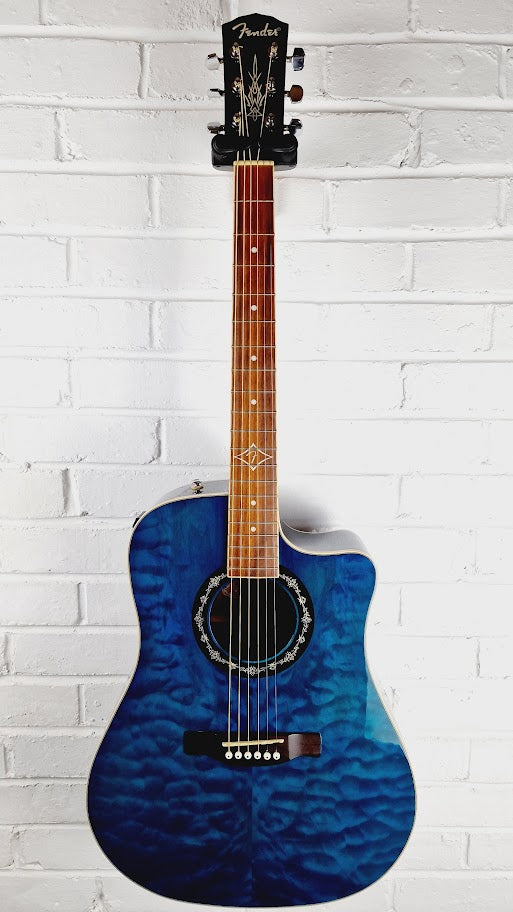 FENDER T BUCKET 300CE TBL TRANS BLUE ELECTRO ACOUSTIC GUITAR
