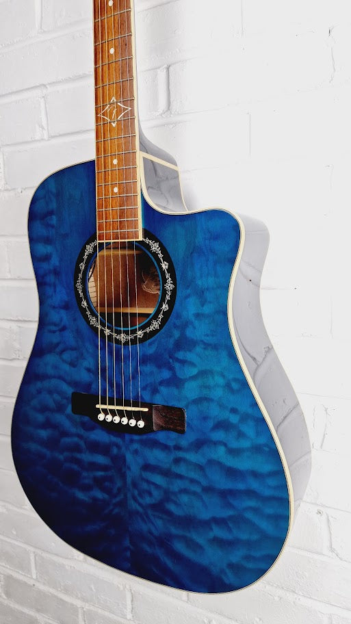 FENDER T BUCKET 300CE TBL TRANS BLUE ELECTRO ACOUSTIC GUITAR