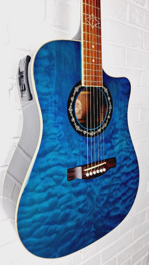 FENDER T BUCKET 300CE TBL TRANS BLUE ELECTRO ACOUSTIC GUITAR
