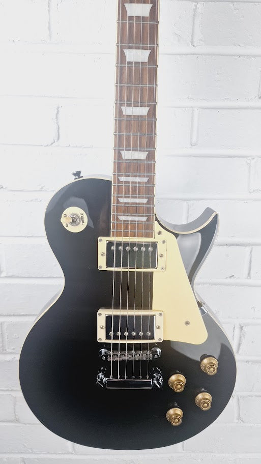 VINTAGE V100 CHROME HARDWARE GLOSS BLACK ELECTRIC GUITAR