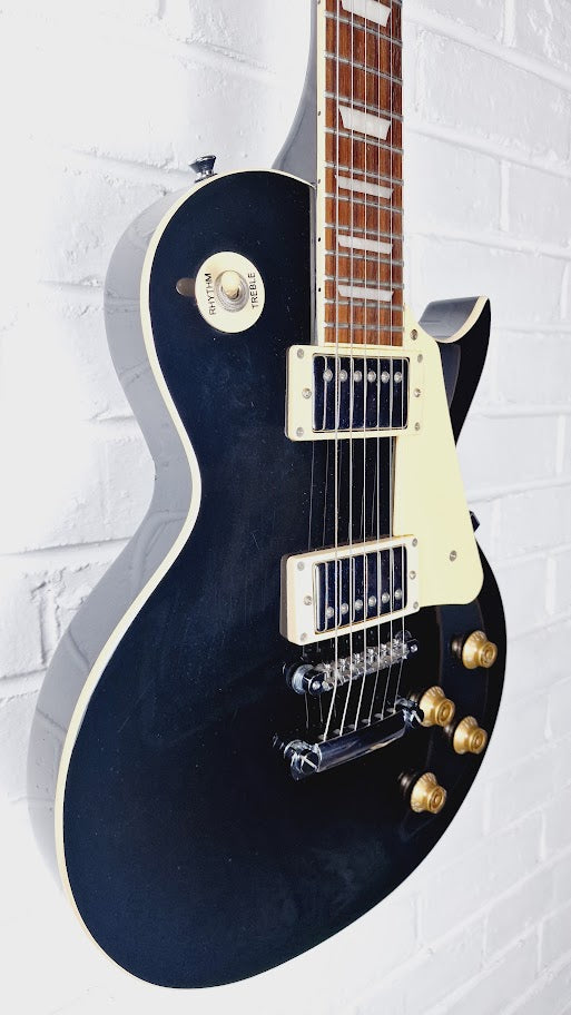 VINTAGE V100 CHROME HARDWARE GLOSS BLACK ELECTRIC GUITAR