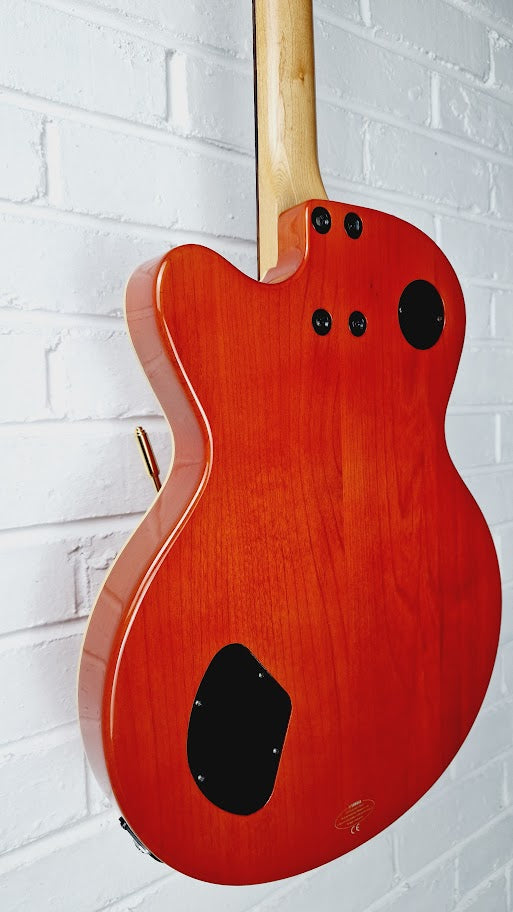 YAMAHA AEX 502 SEMI HOLLOW ORANGE ELECTRIC GUITAR + HARD CASE