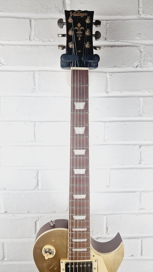 VINTAGE V100MRGT DISTRESSED LES PAUL GOLD TOP ELECTRIC GUITAR