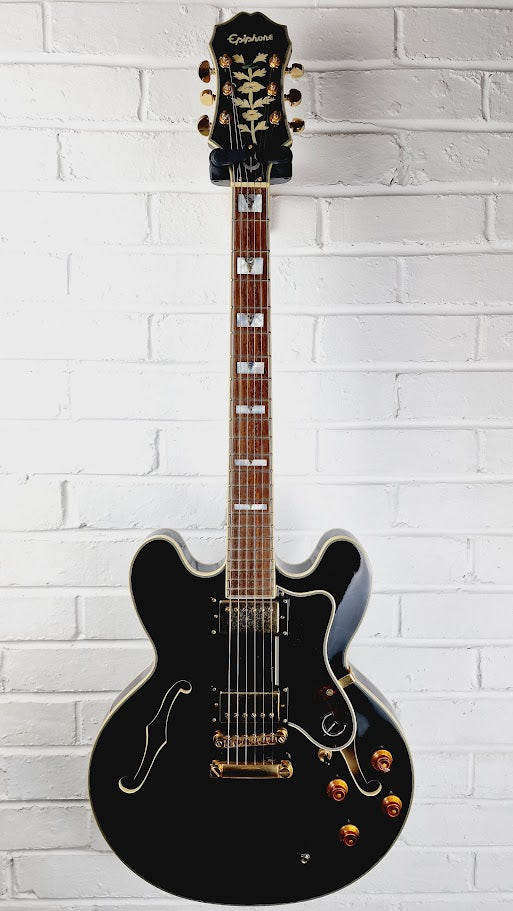 EPIPHONE SHERATON II EB 335 SEMI HOLLOW EBONY ELECTTRIC GUITAR