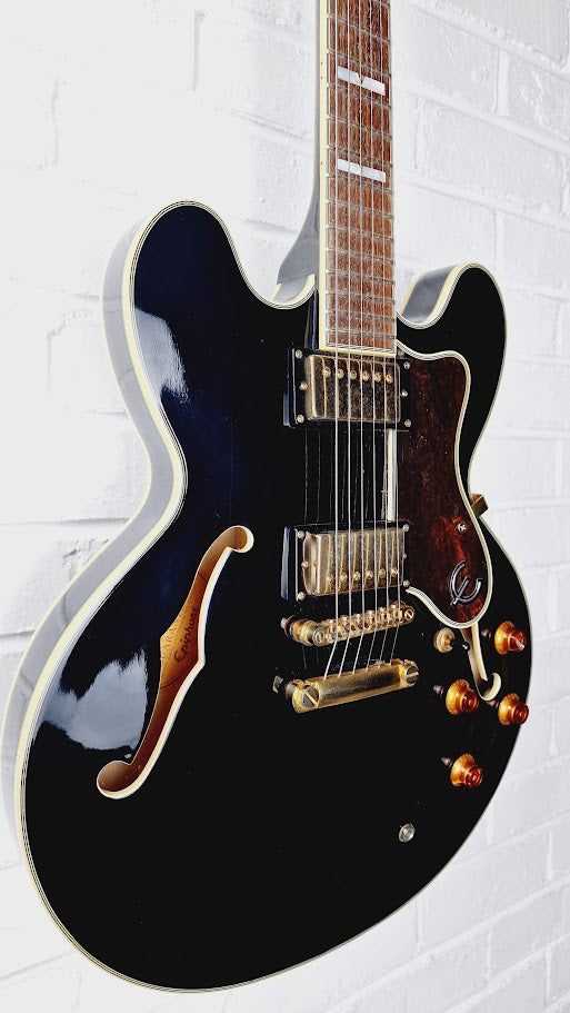 EPIPHONE SHERATON II EB 335 SEMI HOLLOW EBONY ELECTTRIC GUITAR