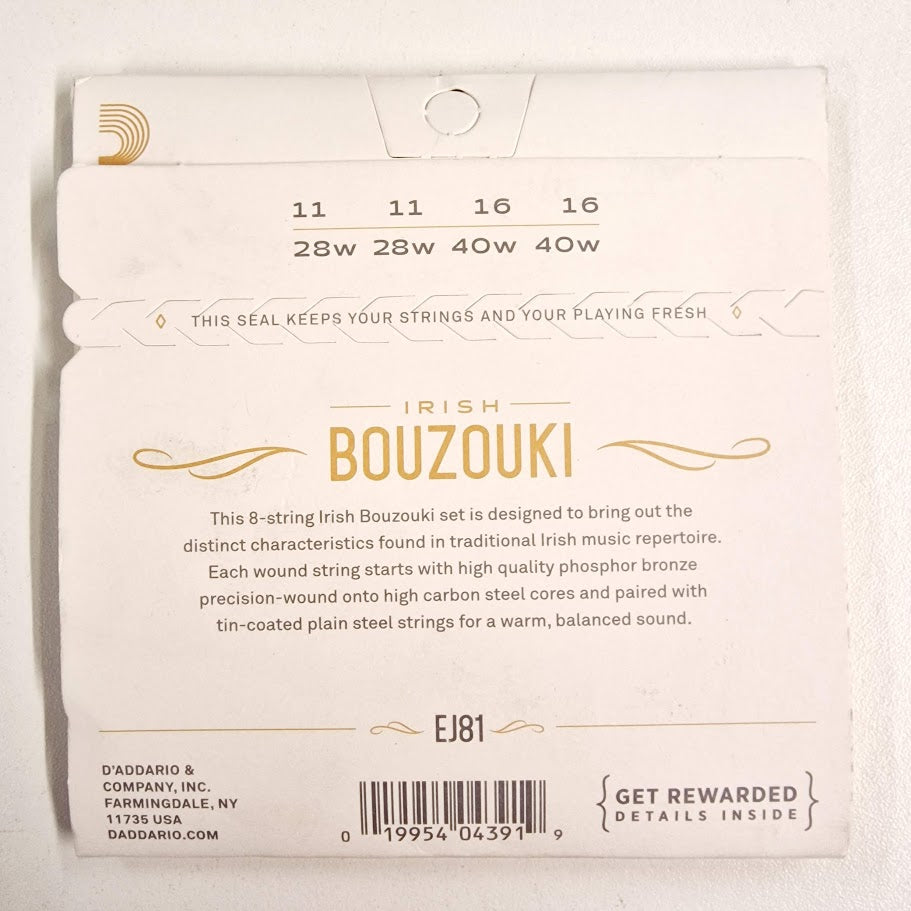 D'ADDARIO EJ81 IRISH BOUZOUKI PHOSPHOR BRONZE STRINGS 11-40
