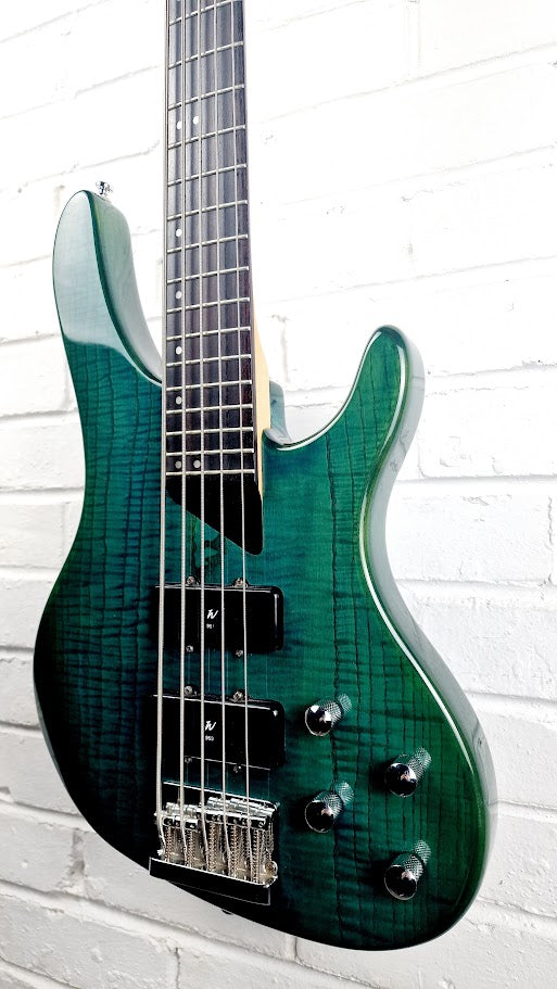WASHBURN XB500 BANTAM 5 STRING ACTIVE BASS TRANSPARENT GREEN