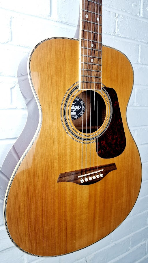 VINTAGE V300 NATURAL PARLOUR ACOUSTIC FOLK GUITAR
