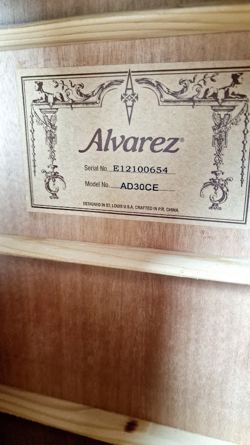 ALVAREZ AD30CE ELECTRO ACOUSTIC NATURAL GUITAR