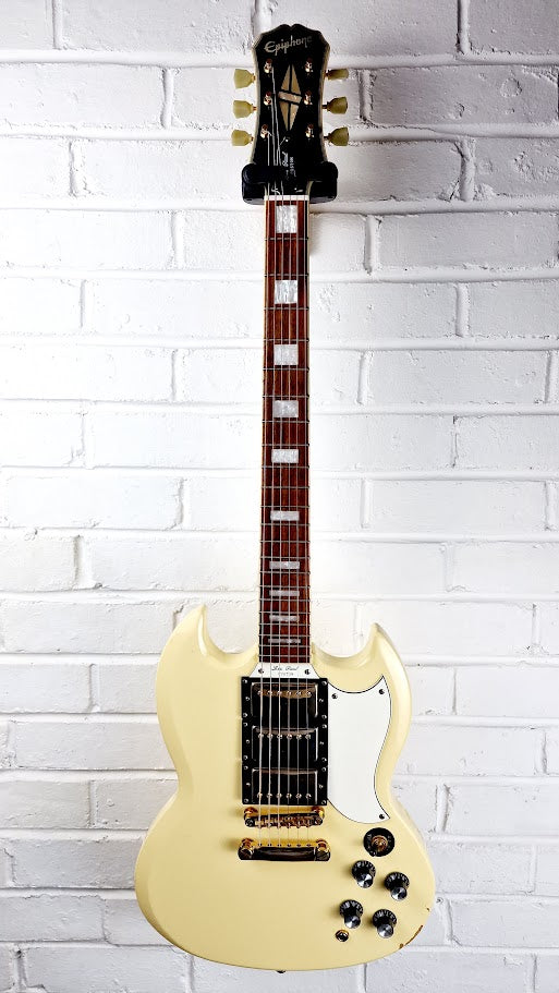 EPIPHONE LES PAUL CUSTOM SG G400 TRIPLE PICKUP IVORY ELECTRIC GUITAR