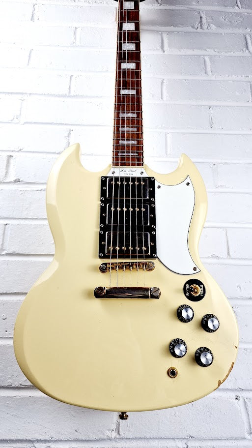 EPIPHONE LES PAUL CUSTOM SG G400 TRIPLE PICKUP IVORY ELECTRIC GUITAR