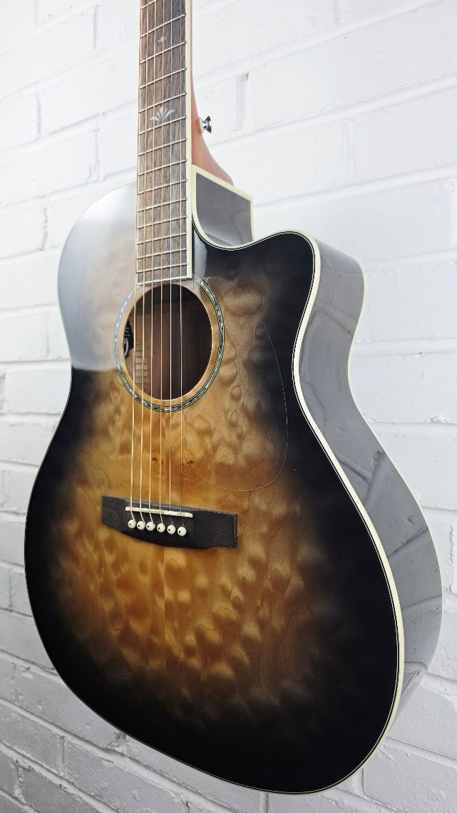 CORT GRAND REGAL GA-QF TBB TRANS BLACK BURST ELECTRO ACOUSTIC GUITAR