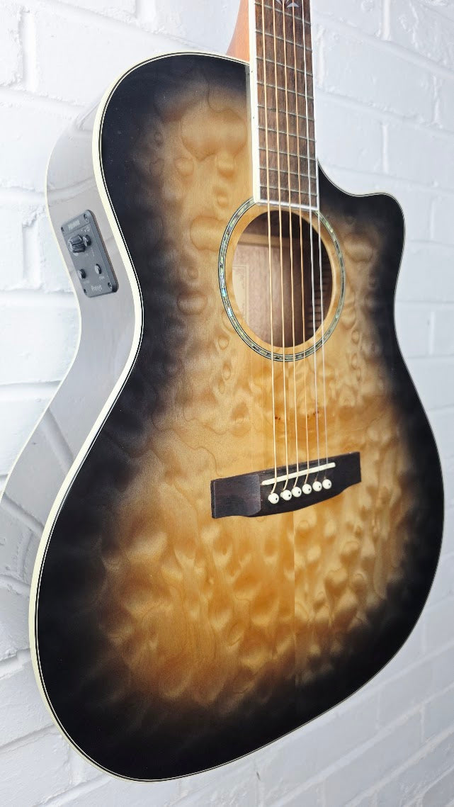 CORT GRAND REGAL GA-QF TBB TRANS BLACK BURST ELECTRO ACOUSTIC GUITAR
