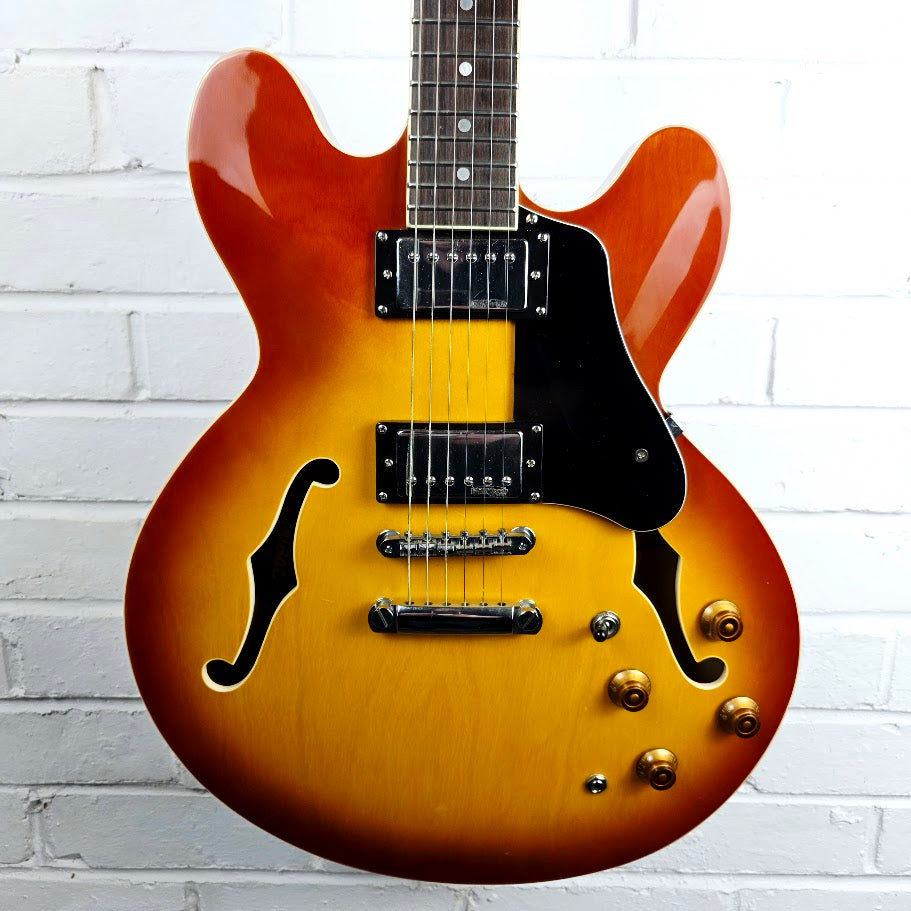 VINTAGE VSA500HB HONEY BURST SEMI HOLLOW ELECTRIC GUITAR