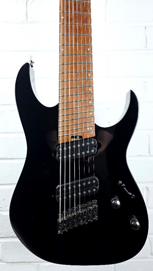 IBANEZ RGMS8 MULTI SCALE 8 STRING BLACK ELECTRIC GUITAR