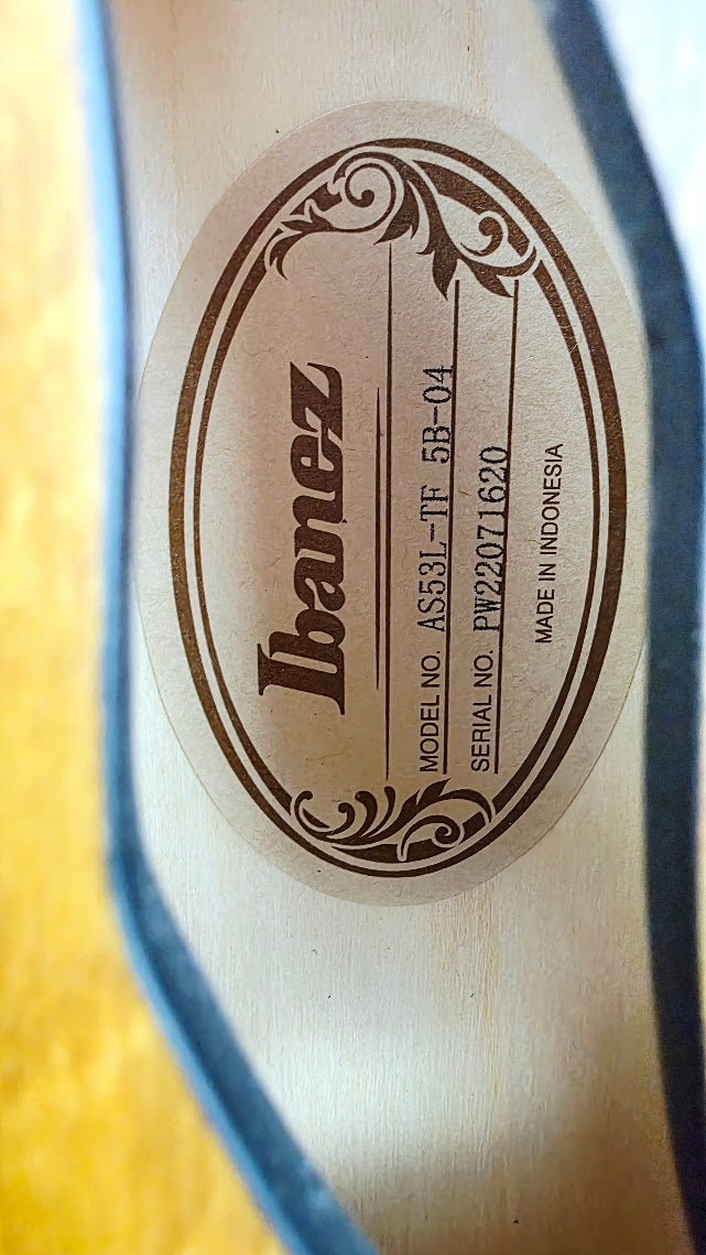 IBANEZ AS53L TF LEFT HANDED TOBACCO FLAT ELECTRIC GUITAR