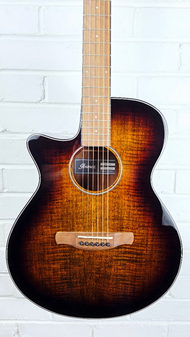 IBANEZ AEG70L TIH LEFT HANDED TIGER BURST HIGH GLOSS ELECTRO ACOUSTIC GUITAR