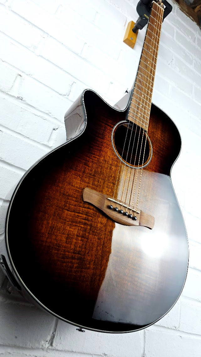 IBANEZ AEG70L TIH LEFT HANDED TIGER BURST HIGH GLOSS ELECTRO ACOUSTIC GUITAR