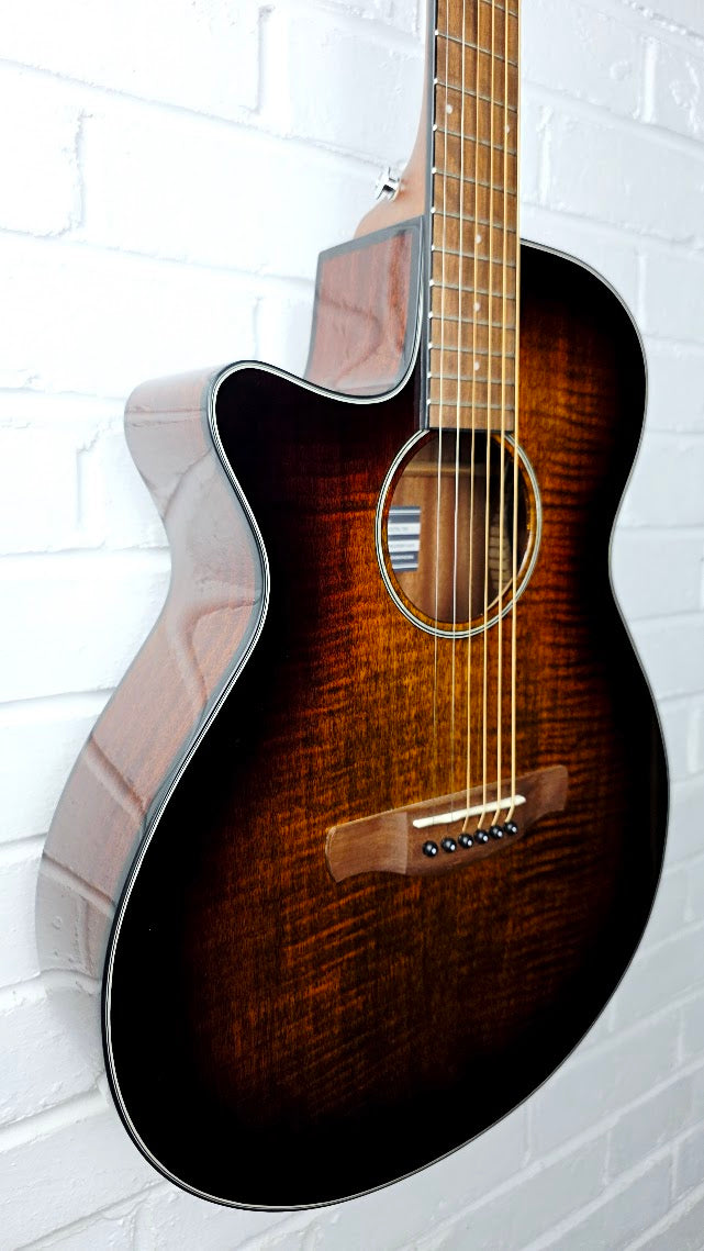 IBANEZ AEG70L TIH LEFT HANDED TIGER BURST HIGH GLOSS ELECTRO ACOUSTIC GUITAR