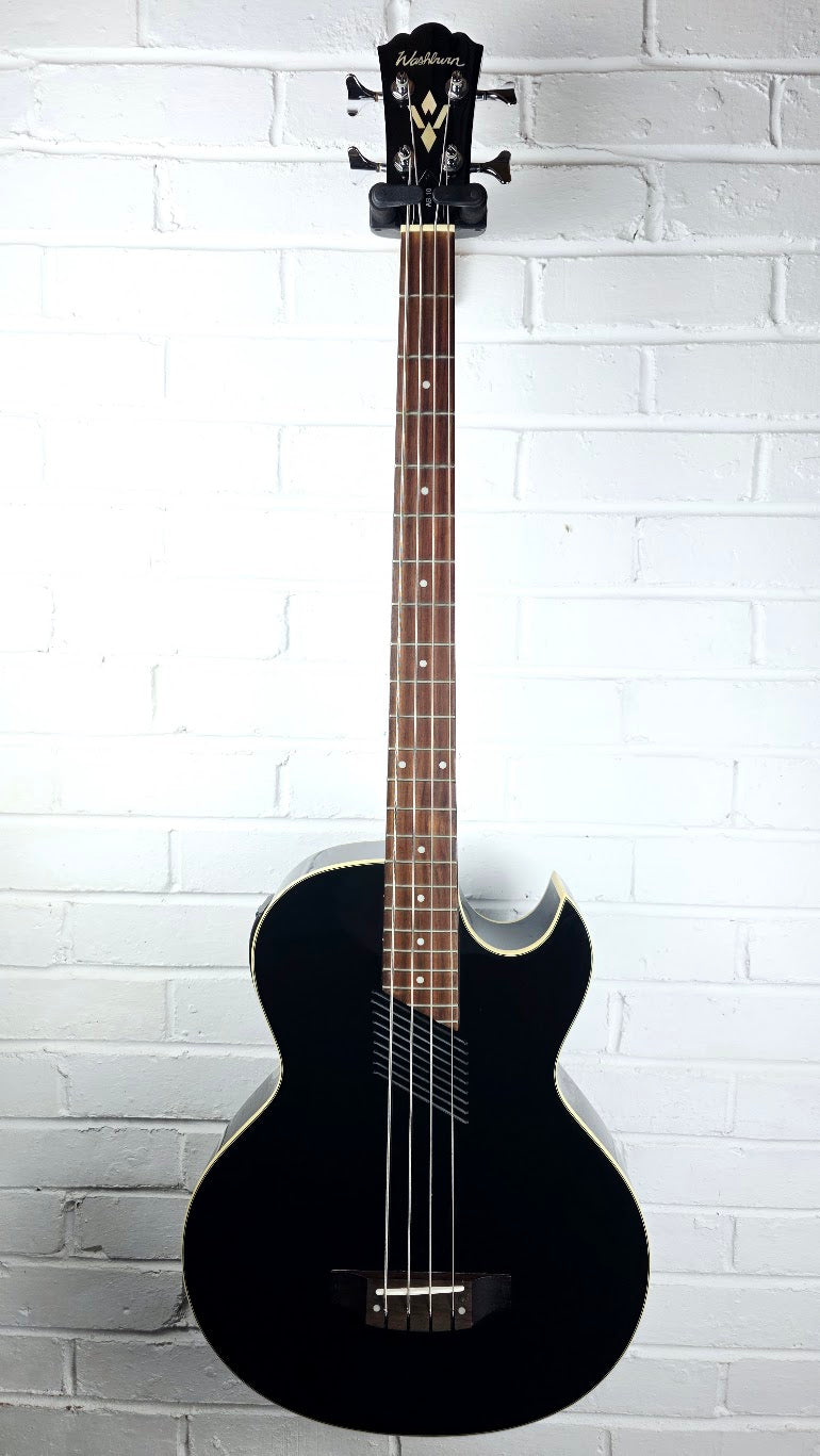 WASHBURN AB-10 BLACK ACOUSTIC 4 STRING BASS GUITAR