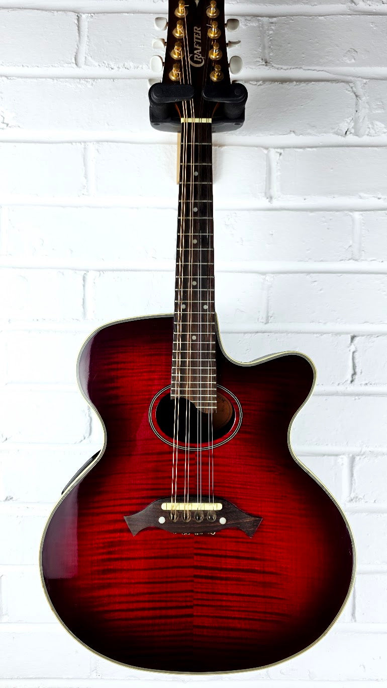 CRAFTER M70E ELECTRO ACOUSTIC RED BURST MANDOLIN + CASE