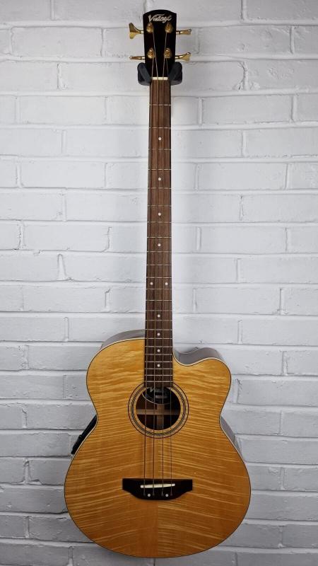 VINTAGE VCB430N NATURAL ELECTRO ACOUSTIC BASS GUITAR