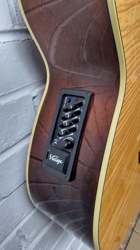 VINTAGE VCB430N NATURAL ELECTRO ACOUSTIC BASS GUITAR