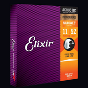 ELIXIR NANOWEB PHOSPHOR BRONZE ACOUSTIC GUITAR STRINGS 11-52 (16027)