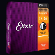 ELIXIR NANOWEB PHOSPHOR BRONZE ACOUSTIC GUITAR STRINGS 12-53 (16052)