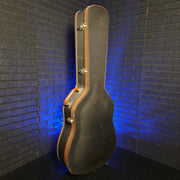 DELUXE ACOUSTIC HARD CASE BLACK WITH BROWN LEATHER TRIM