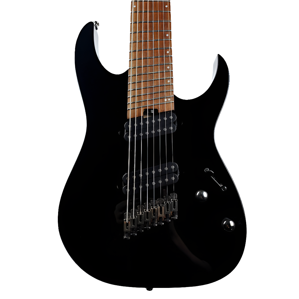 IBANEZ RGMS8 MULTI SCALE 8 STRING BLACK ELECTRIC GUITAR