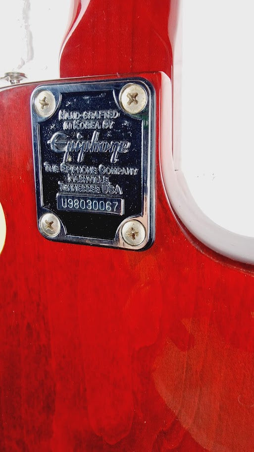 EPIPHONE LES PAUL 100 CHERRY SUNBURST 1998 LEFT HANDED ELECTRIC GUITAR