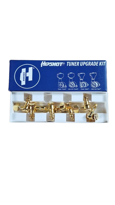 HIPSHOT GRIP LOCK CLOSED GOLD TUNER BASS SIDE NON STAGGERED UPGRADE KIT