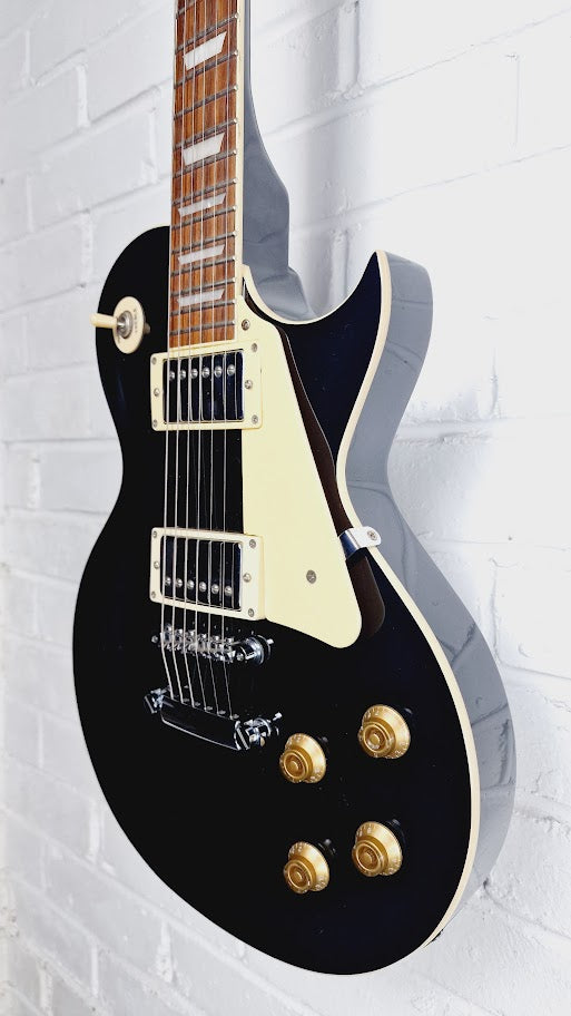 VINTAGE V100 CHROME HARDWARE GLOSS BLACK ELECTRIC GUITAR