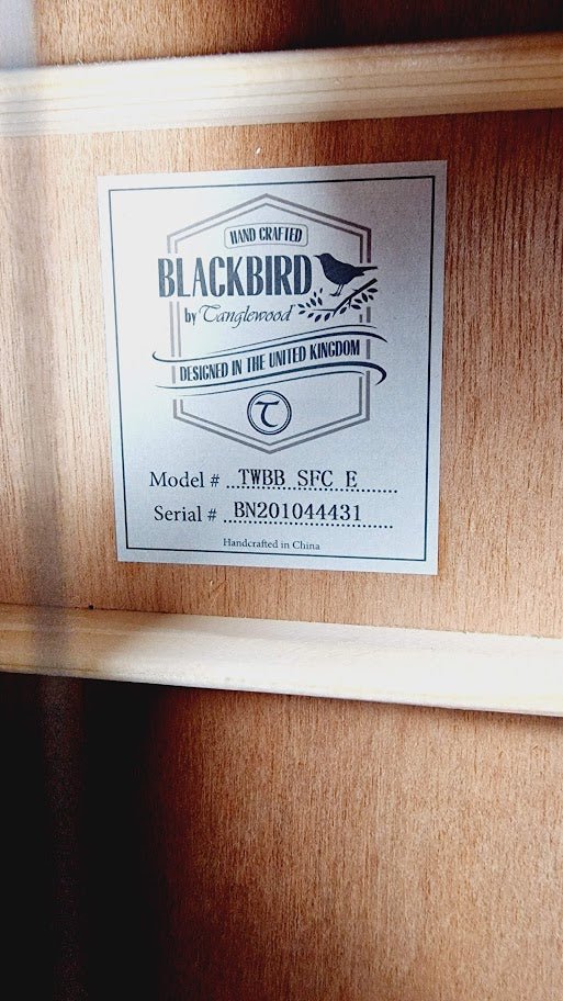 TANGLEWOOD TWBB SFCE BLACKBIRD SMOKESTACK BLACK ELECTRO ACOUSTIC GUITAR