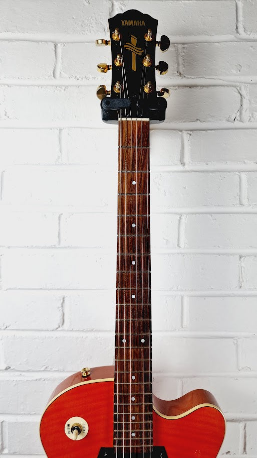 YAMAHA AEX 502 SEMI HOLLOW ORANGE ELECTRIC GUITAR + HARD CASE