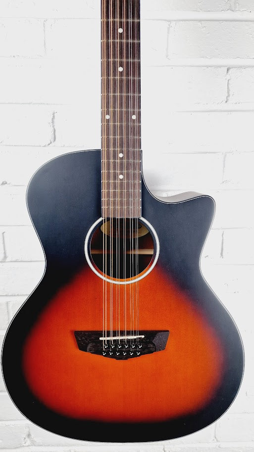 D'ANGELICO PREMIER FULTON LS SATIN VINTAGE SUNBURST 12 STRING ELECTRO ACOUSTIC GUITAR