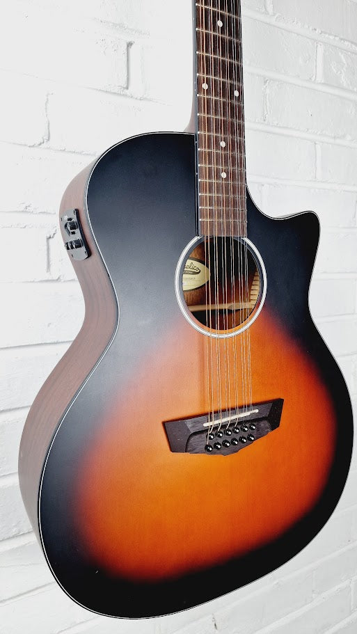 D'ANGELICO PREMIER FULTON LS SATIN VINTAGE SUNBURST 12 STRING ELECTRO ACOUSTIC GUITAR