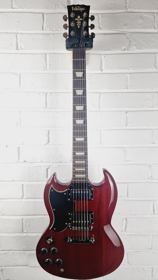 VINTAGE VS6L REISSUED LEFT HANDED CHERRY RED ELECTRIC GUITAR