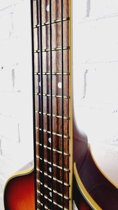 TANGLEWOOD RVB-2 VIOLIN BASS SUNBURST GUITAR AND HARD CASE