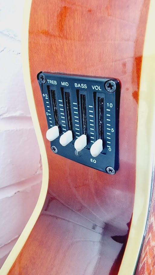 ARIA ELECORD FET-DLX FLAMED MAPLE RED ELECTRO ACOUSTIC GUITAR