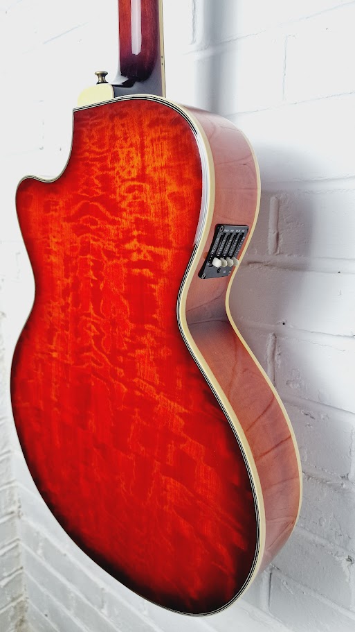 ARIA ELECORD FET-DLX FLAMED MAPLE RED ELECTRO ACOUSTIC GUITAR