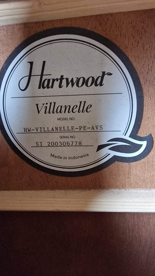 HARTWOOD VILLANELLE PARLOUR SUNBURST ELECTRO ACOUSTIC GUITAR