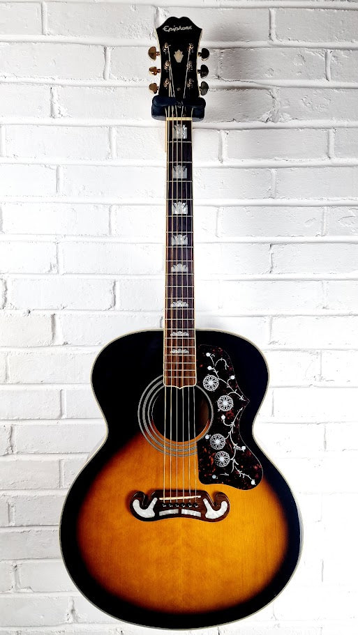 EPIPHONE EJ 200 VS JUMBO SUNBURST 2007 ACOUSTIC GUITAR + HARD CASE