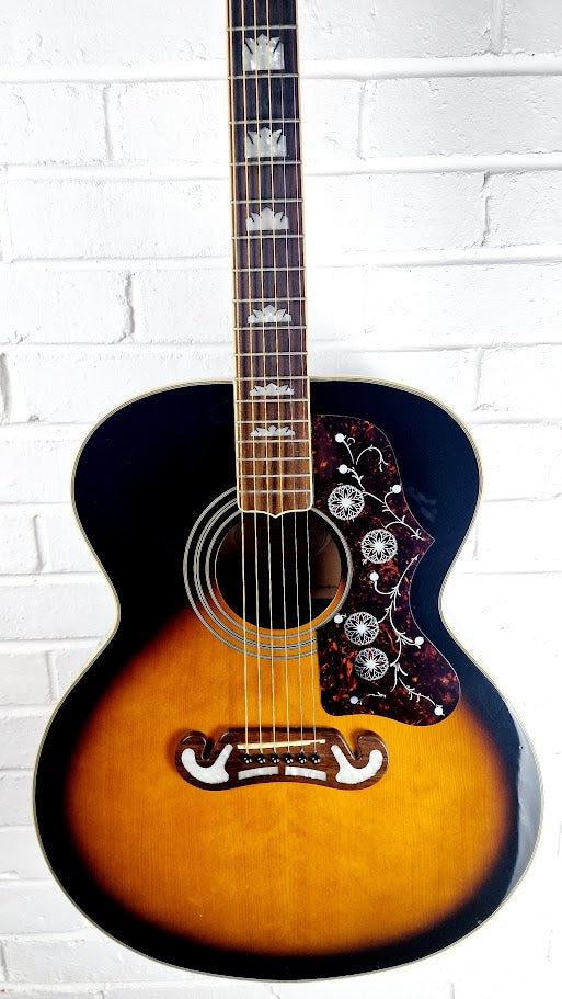 EPIPHONE EJ 200 VS JUMBO SUNBURST 2007 ACOUSTIC GUITAR + HARD CASE