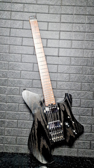 EART GW2 SOLID BLACK HEADLESS ELECTRIC GUITAR